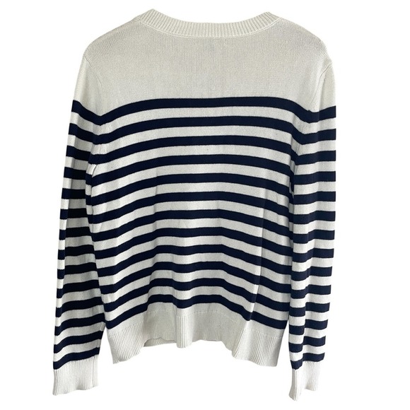 BANANA REPUBLIC 100% Cotton Sailor Stripe Tasseled Sweater, Large - Picture 3 of 6